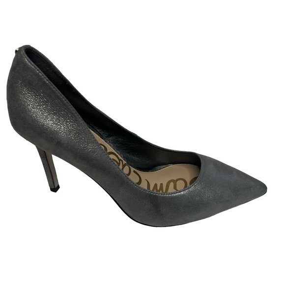 Sam Edelman Hazel Gray Glittered Metallic Satin Pointed Toe Pumps Size‎ 6 - Picture 4 of 11